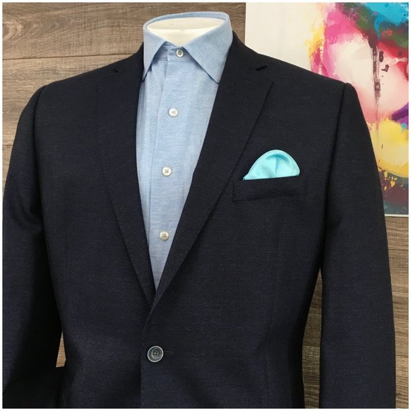 Calvin Klein Mens Blazer Sport Coat Two Button Casual Jacket 42L Silk Wool Suits - Picture 2 of 13